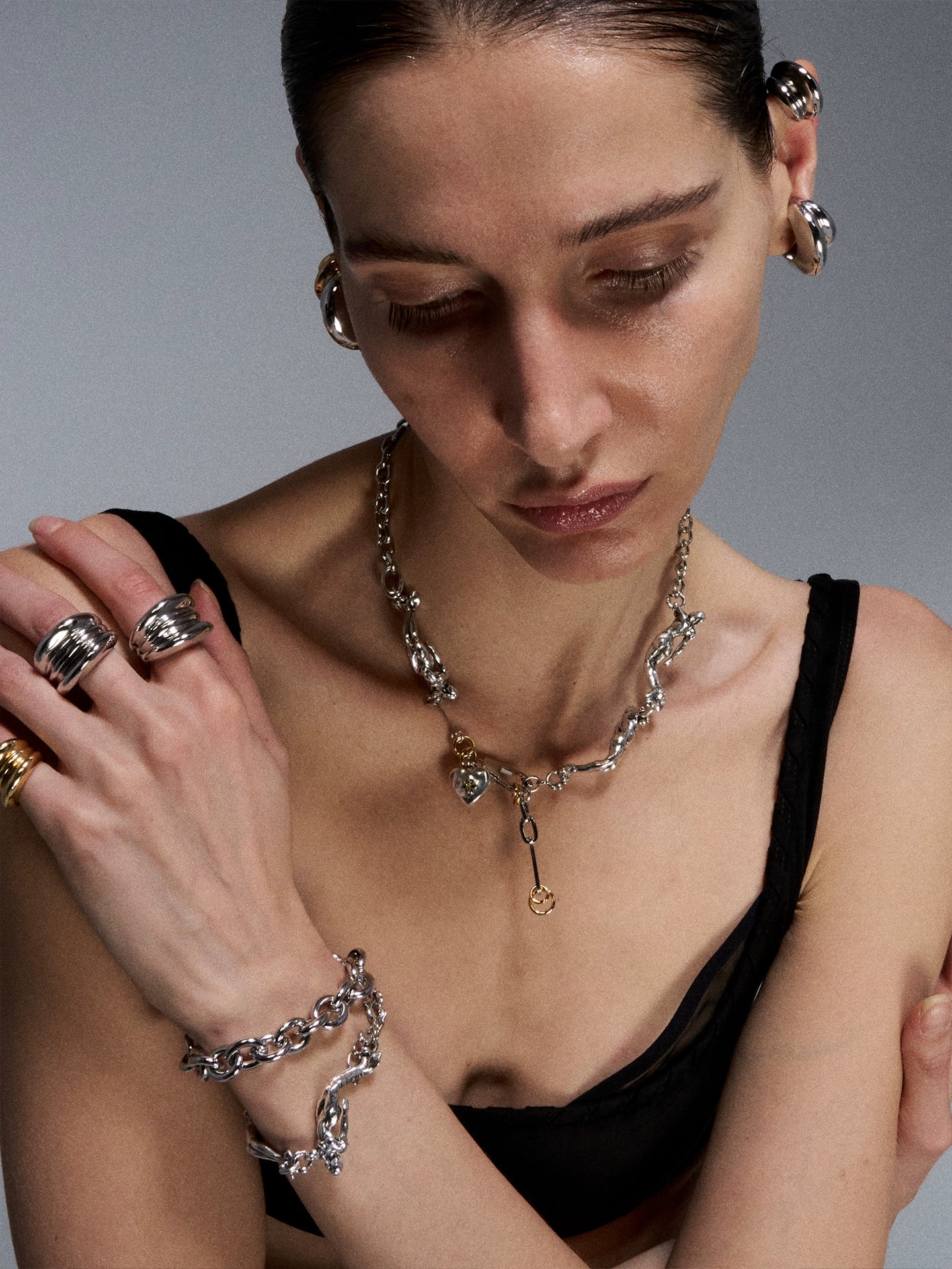 Silver Reconstructed Vintage Mermaid Heart Necklace