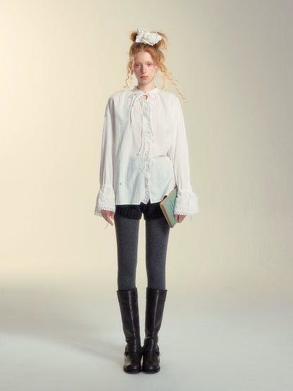 White Lace Jacquard Blouse