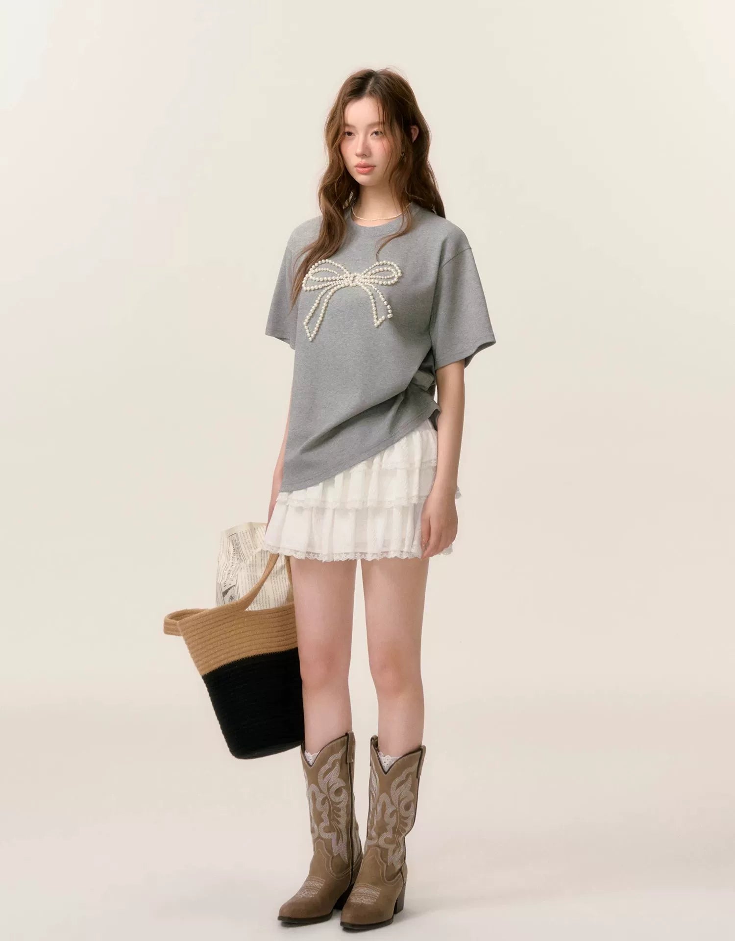 Beaded Bow-knot T-Shirt - CHINASQUAD