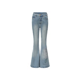 Blue Denim Slim Flared Pants - CHINASQUAD