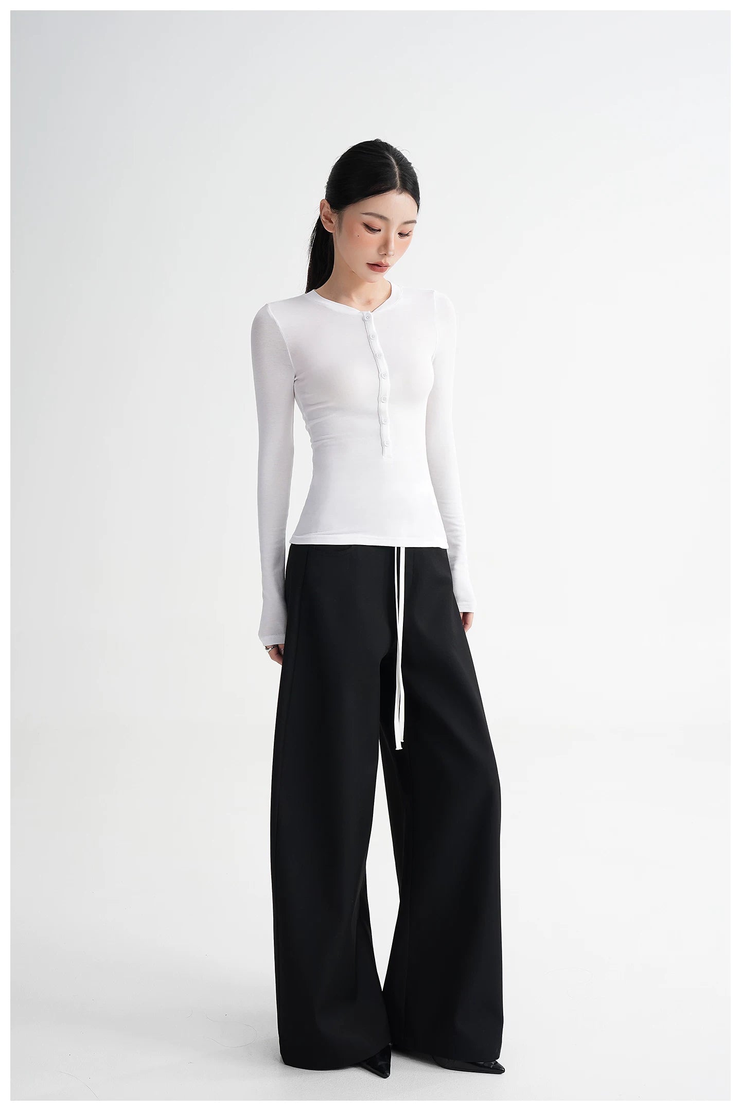 Panel Wide-Leg Floor-Length Trousers