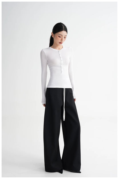 Panel Wide-Leg Floor-Length Trousers