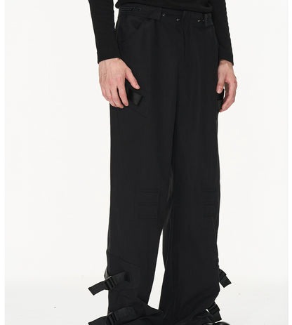 Black Cut-Out Paneled Trousers - CHINASQUAD