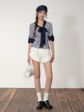 Soote Season Striped Ribbon Cuffed T-shirt - CHINASQUAD