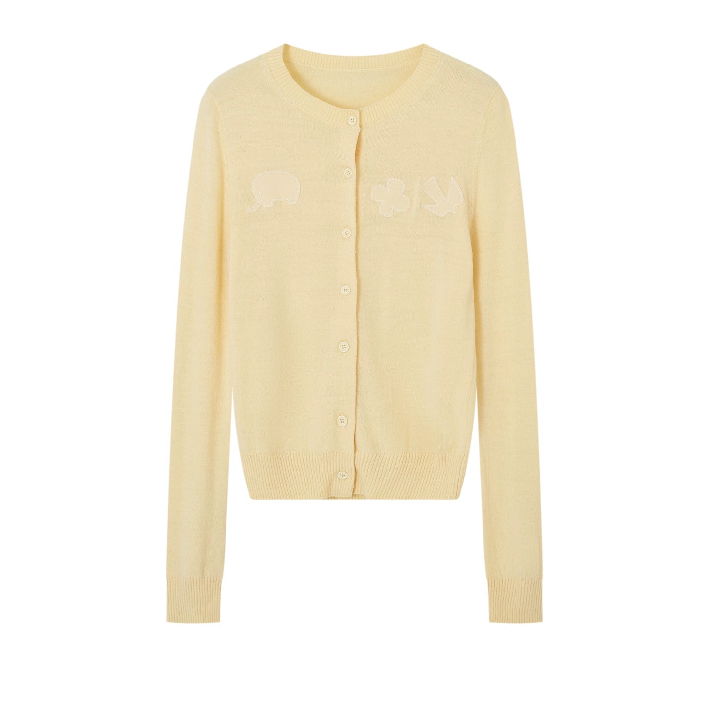 Playful Embroidered Patch Knit Cardigan