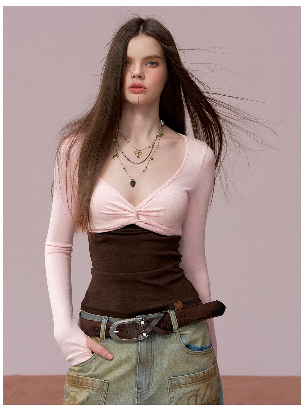 Tube-Top Slim-Fit Long Sleeve T-Shirt