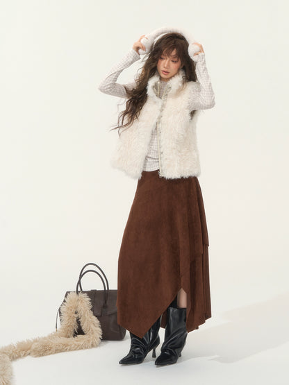 Velvet-Touch Plaid Draped Off-Shoulder Long Sleeve T-Shirts