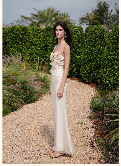 Sculpted Mesh Strapless Mermaid Dress