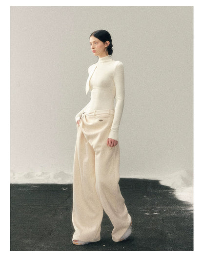 Korean Fleece-Lined Wide-Leg Pants