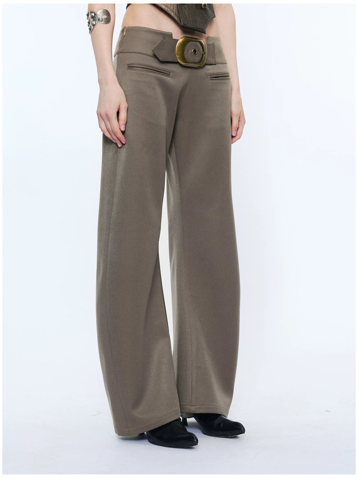 Metal-Waist Punk Tailored Trousers