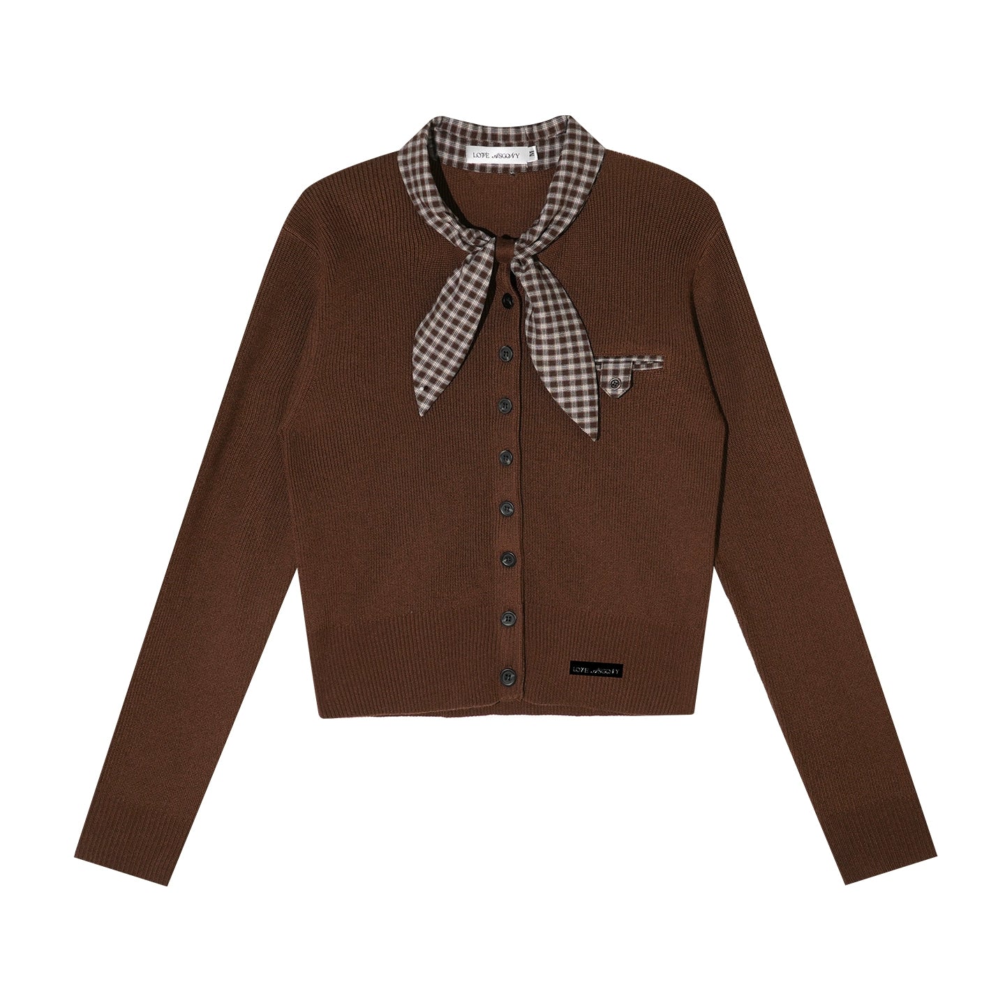 Wool-Blend Plaid Patchwork Knit Crewneck