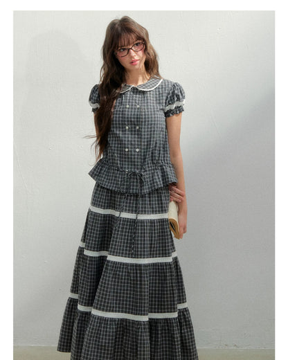 Vintage Plaid Floral Girl Two-Piece Set