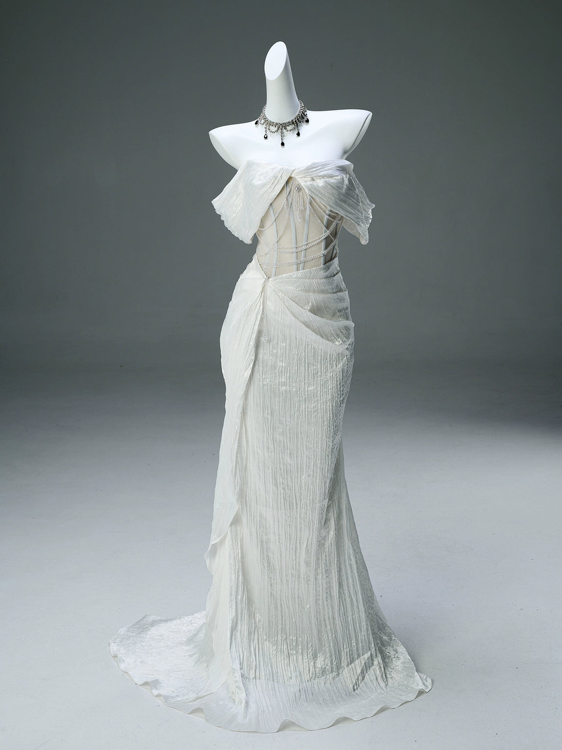 Icy Serene Sculpted Silken Gown