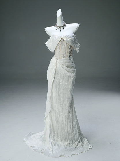 Icy Serene Sculpted Silken Gown