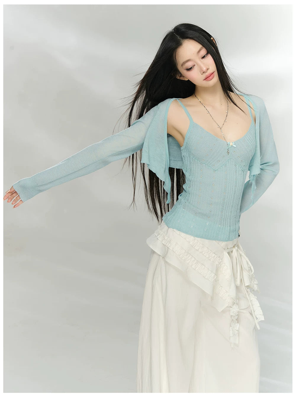 Knit Cardigan &amp; Camisole Two-Piece Set
