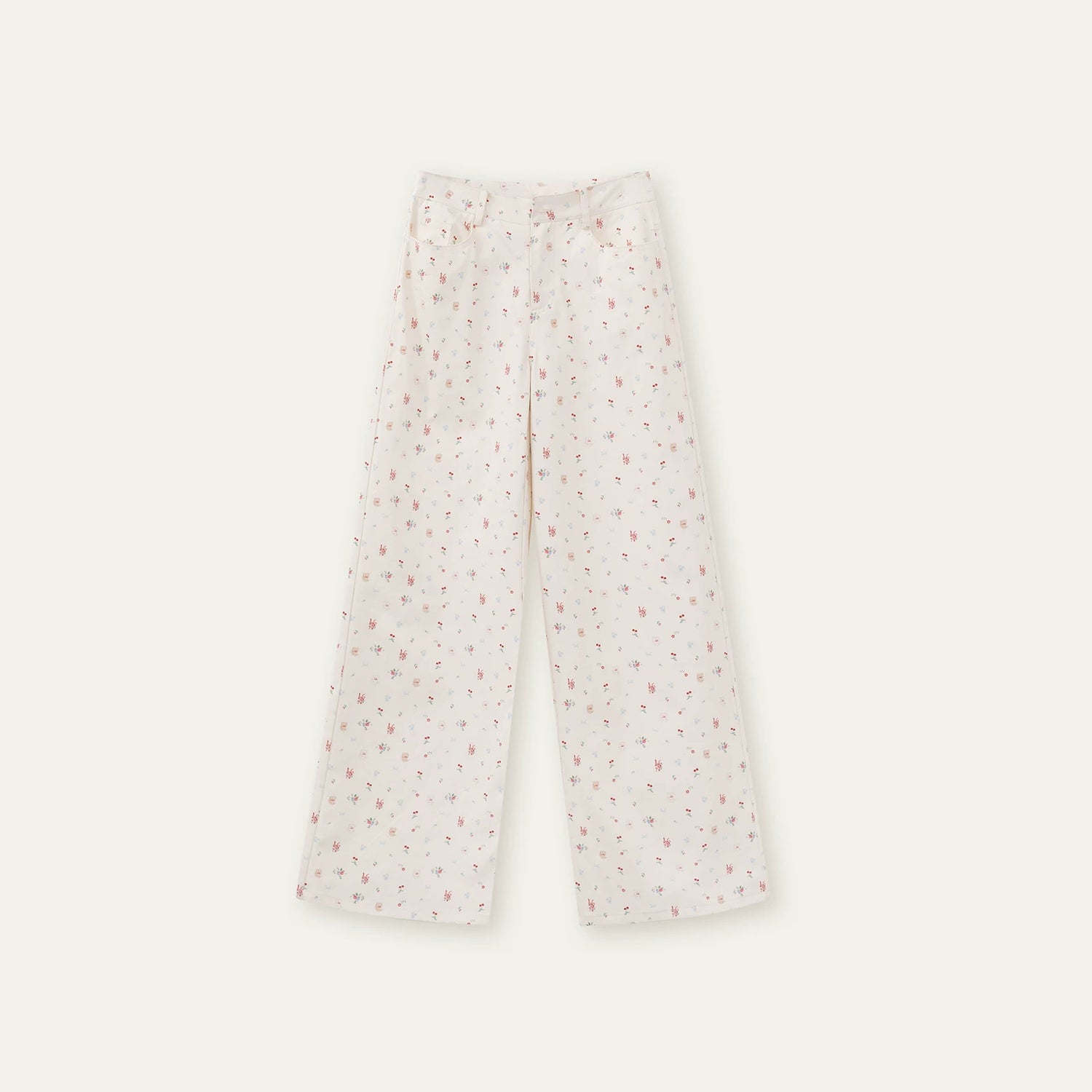 Original Floral Pleated Tail Long Pants