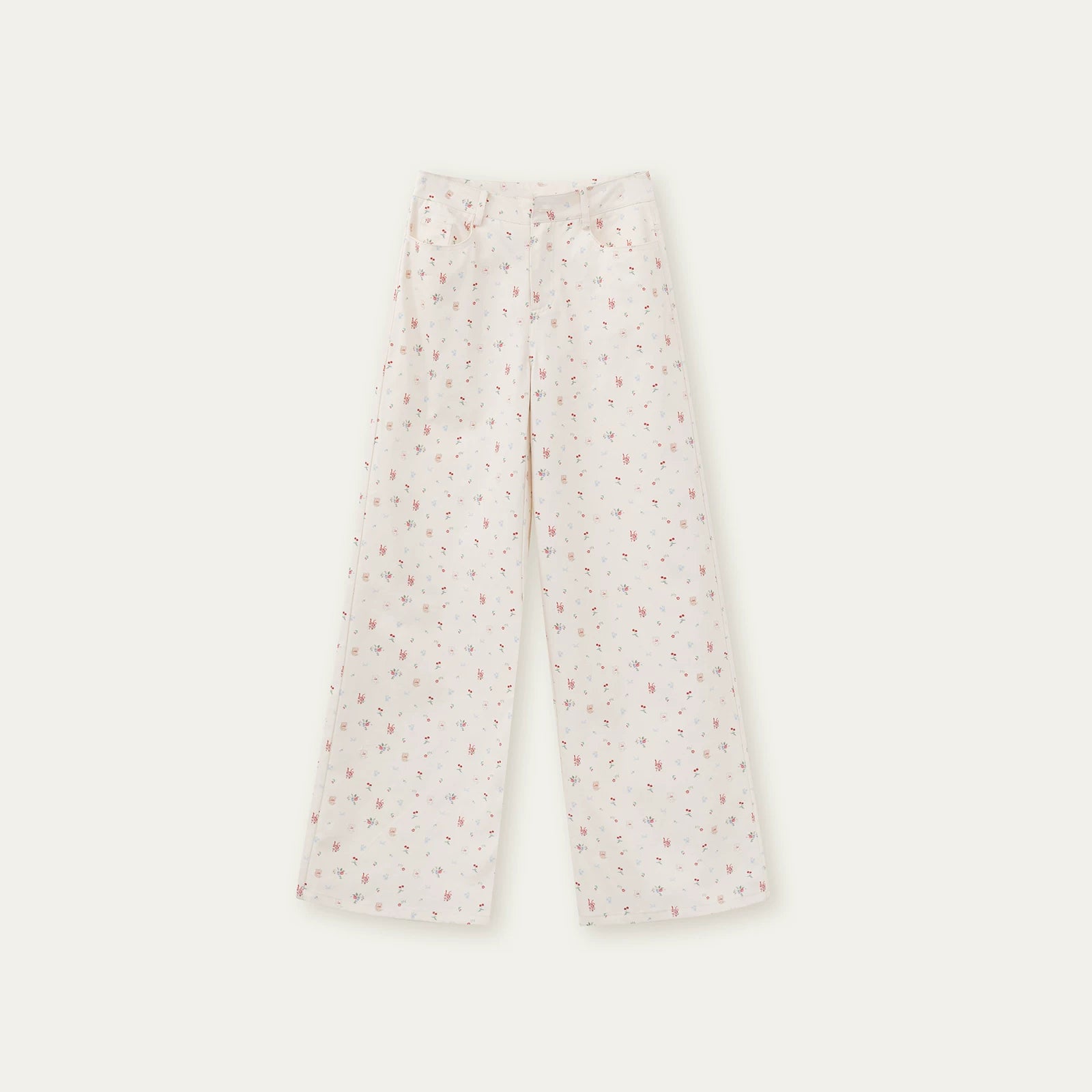 Original Floral Pleated Tail Long Pants