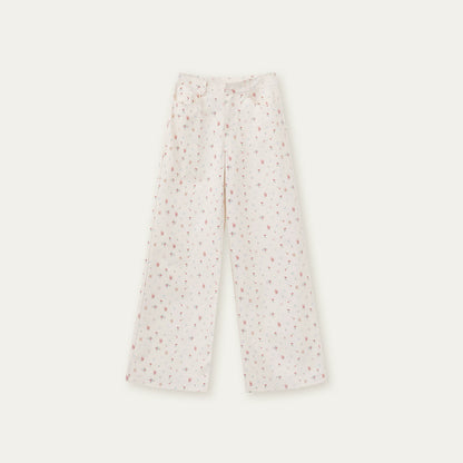 Original Floral Pleated Tail Long Pants