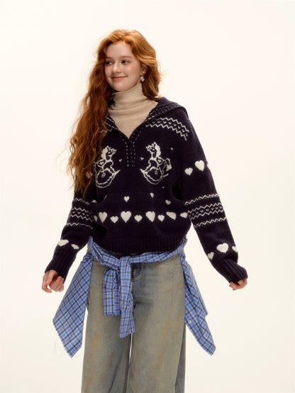 Pony Jacquard Knit Pullover