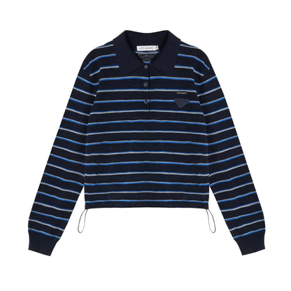 Striped Polo Drawstring T-shirt