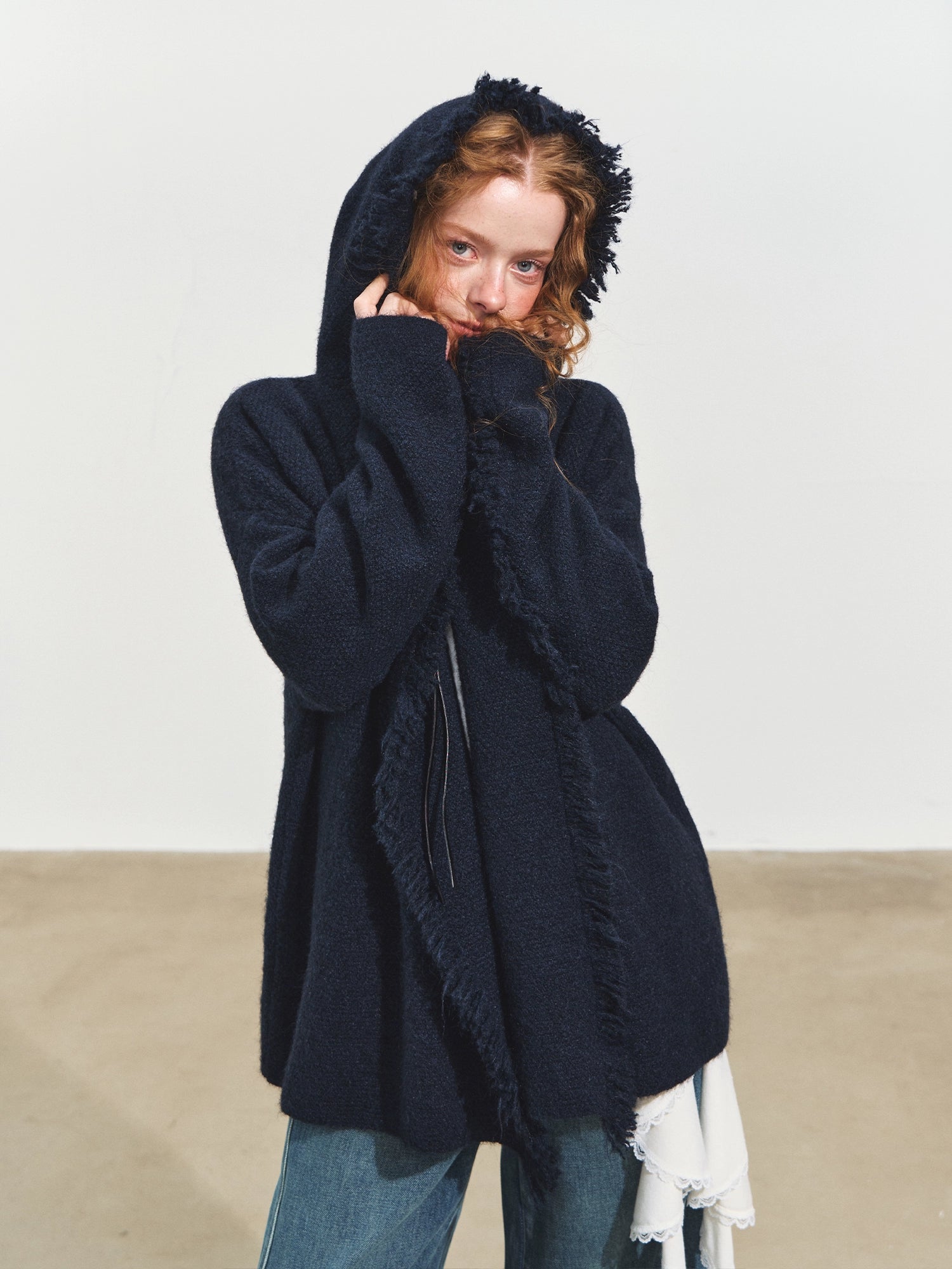 Fringed Hooded Cardigan