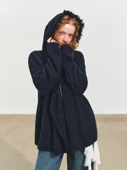 Fringed Hooded Cardigan
