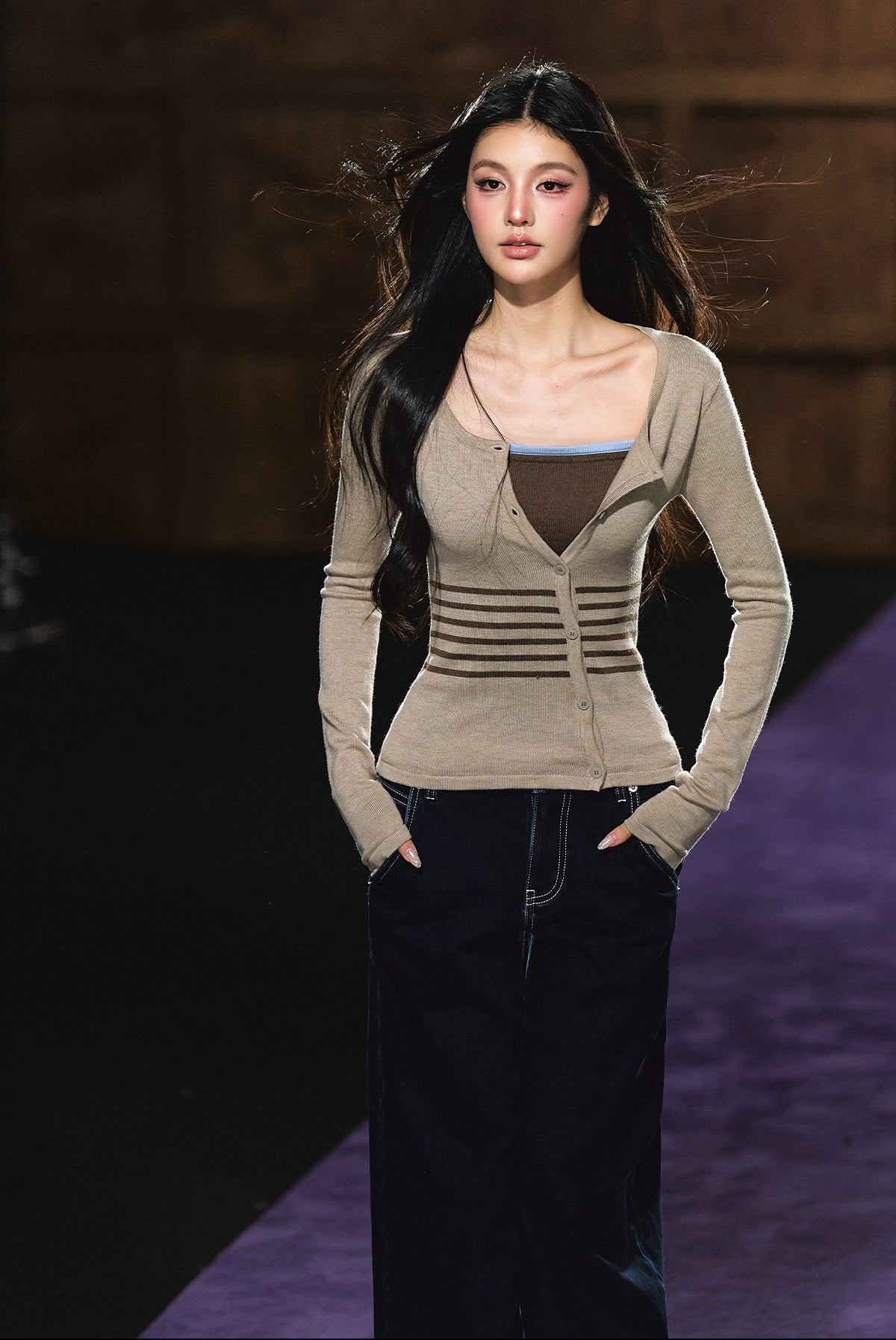 High-Waist Heart Pocket Straight-Leg Jeans