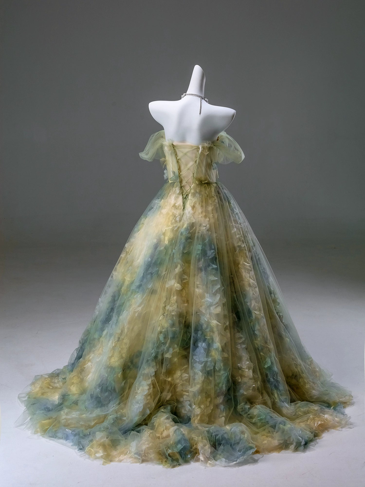 Coral Whisper Ethereal Tulle Couture Gown