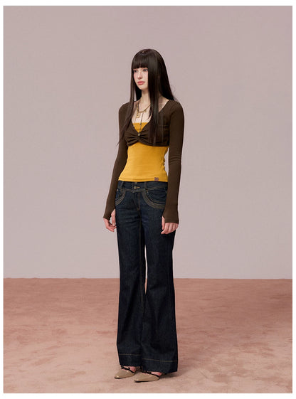 Tube-Top Slim-Fit Long Sleeve T-Shirt