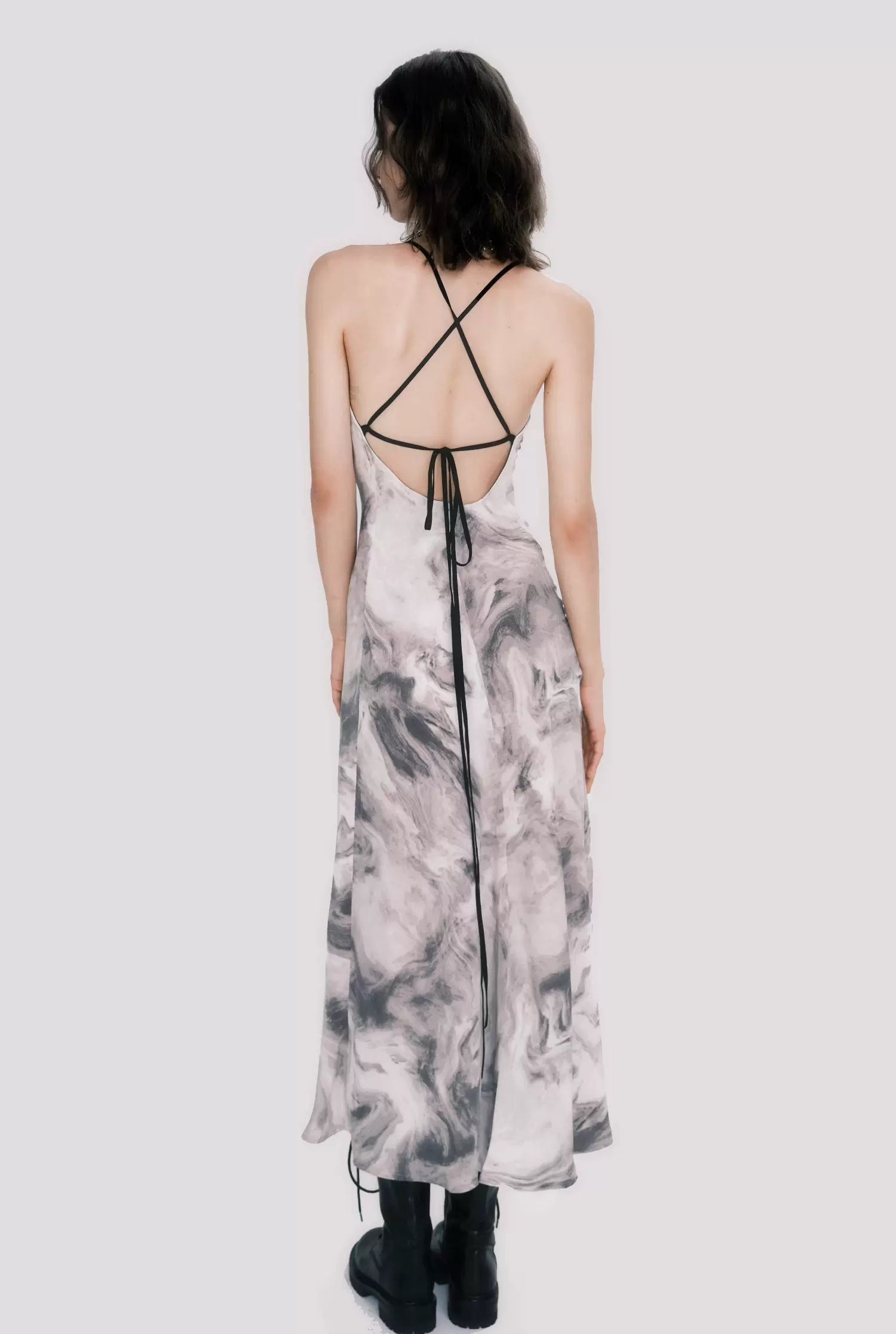 New Chinese Cowl-Neck Backless Maxi Dress