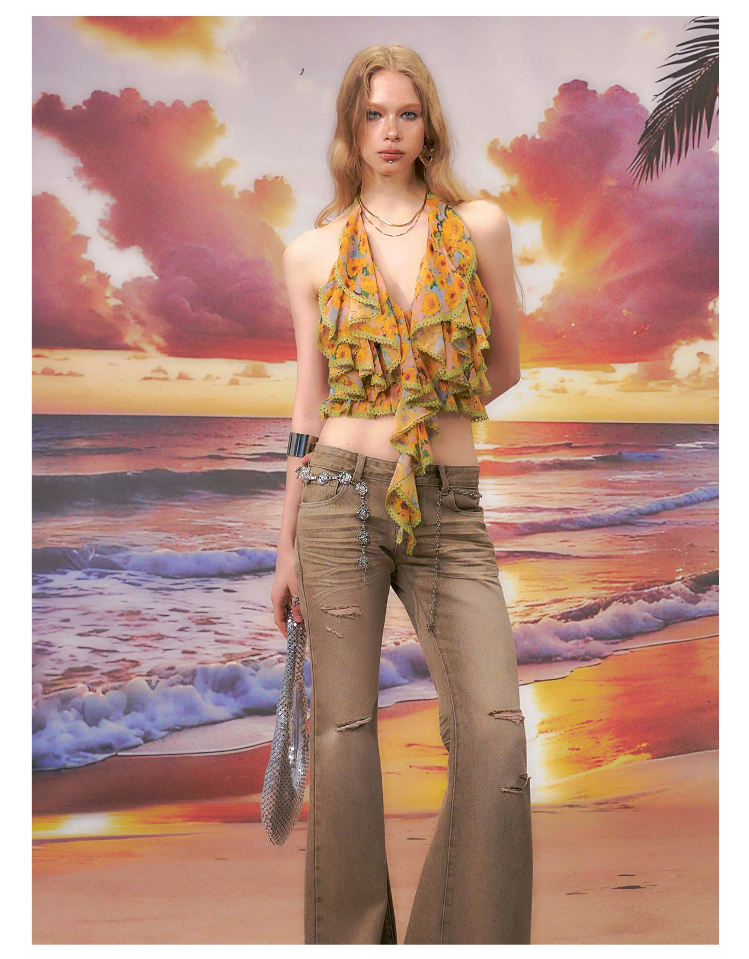 Floral Halter Backless Camisole