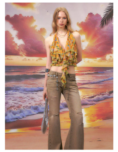 Floral Halter Backless Camisole