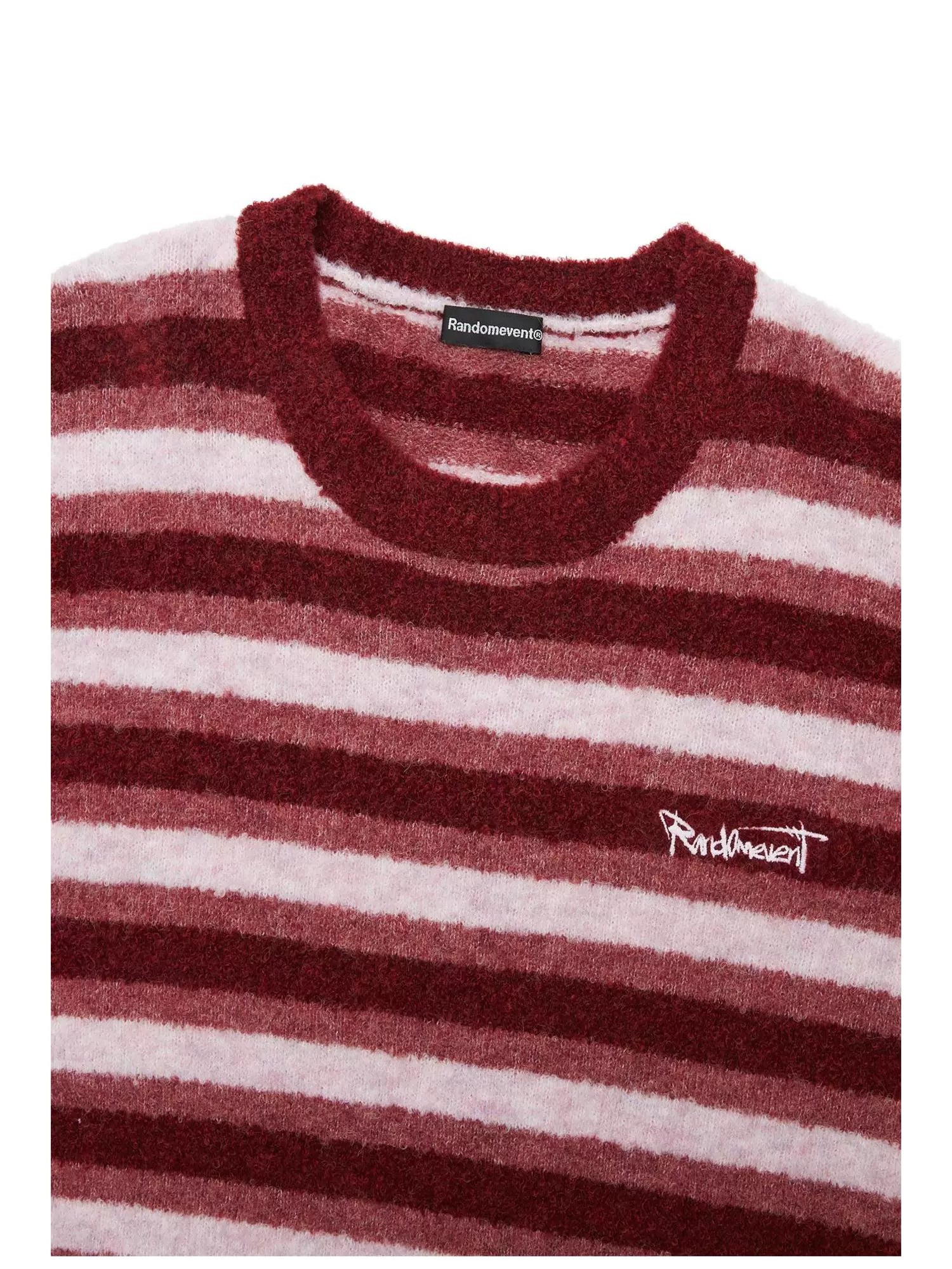Contrast Stripe Embroidered Knit Sweater