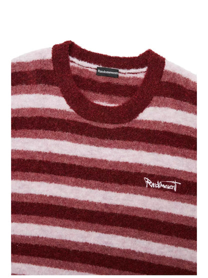 Contrast Stripe Embroidered Knit Sweater