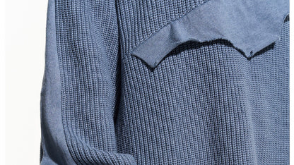 Cloud Texture Dual-Tone Distressed Knit Sweater
