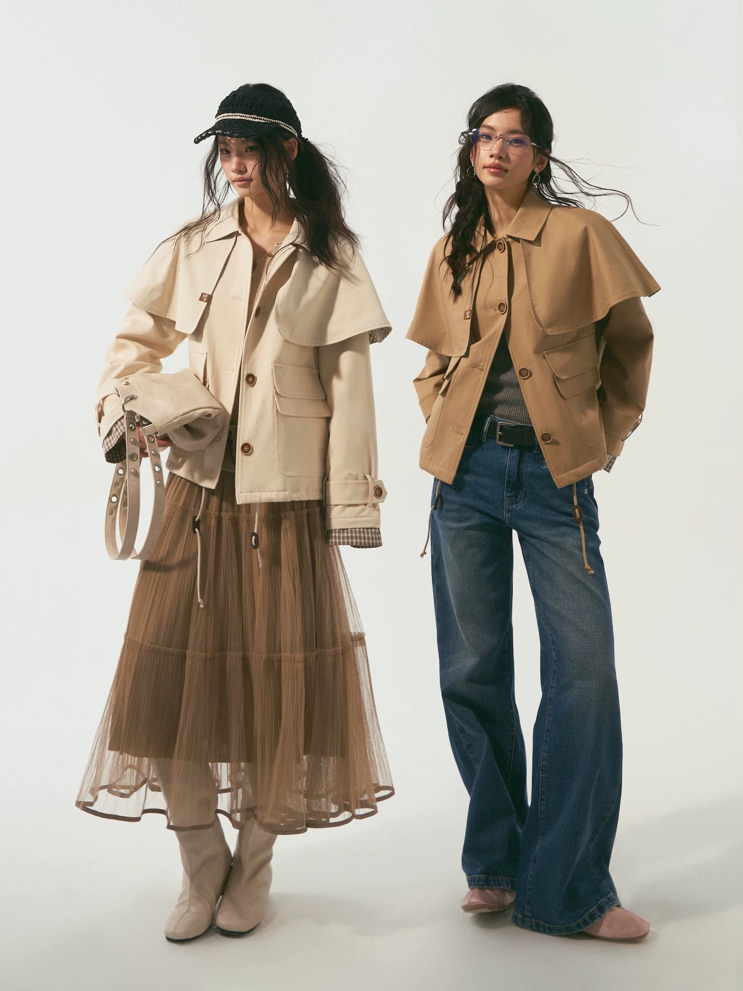 Detachable Cape Quilted Padded Jacket