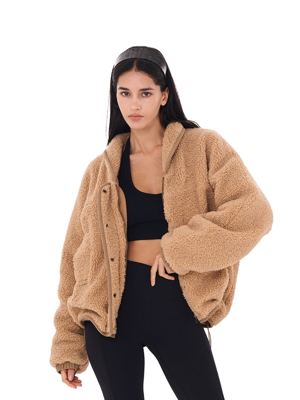 Double-Layer Fleece Oversized Jacket