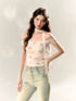 Red Polka Dot & Pink Butterfly Mesh One-shoulder T-shirt - CHINASQUAD