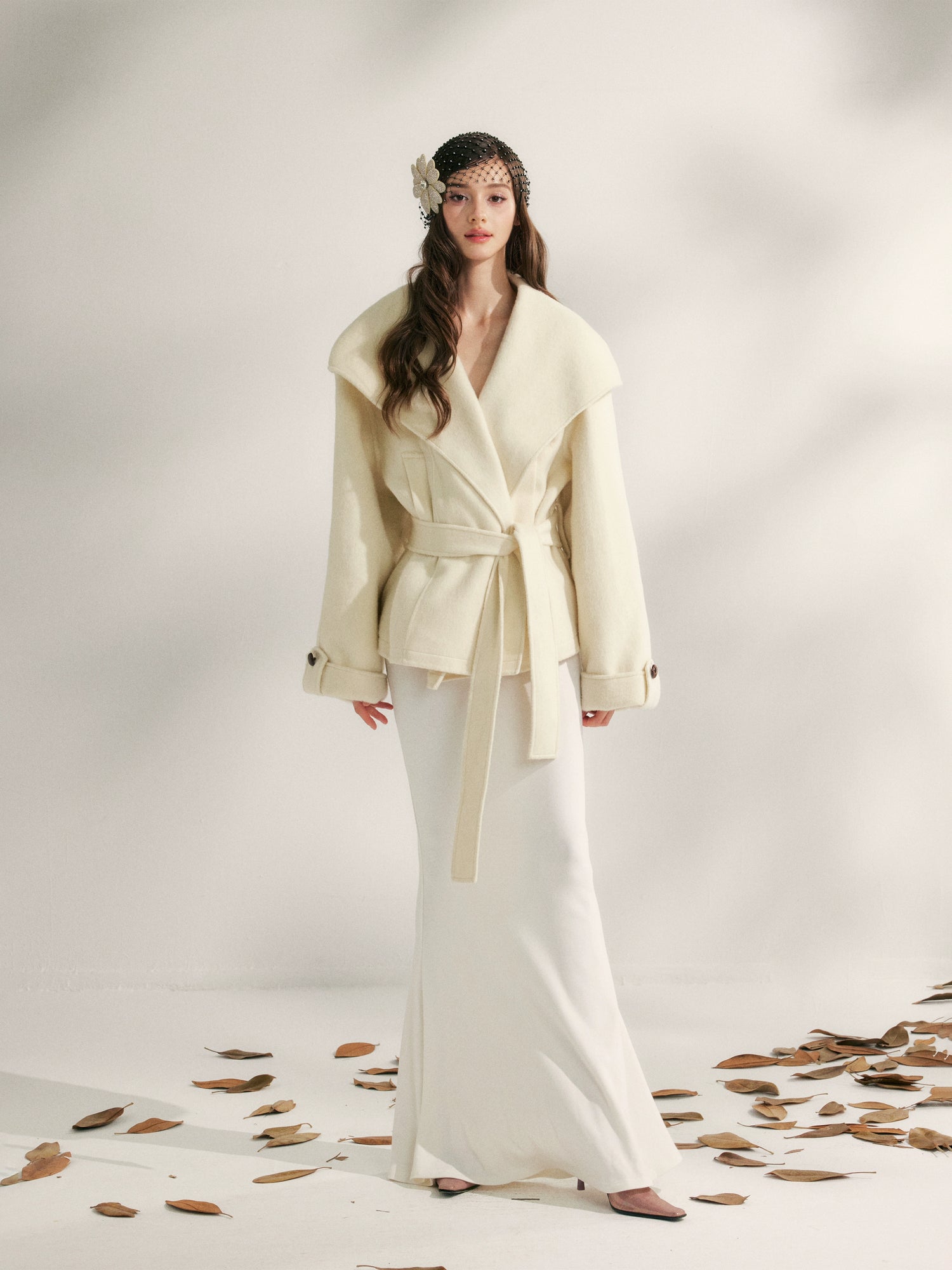 Wool Harmony Double-Faced Short Belted Jacket