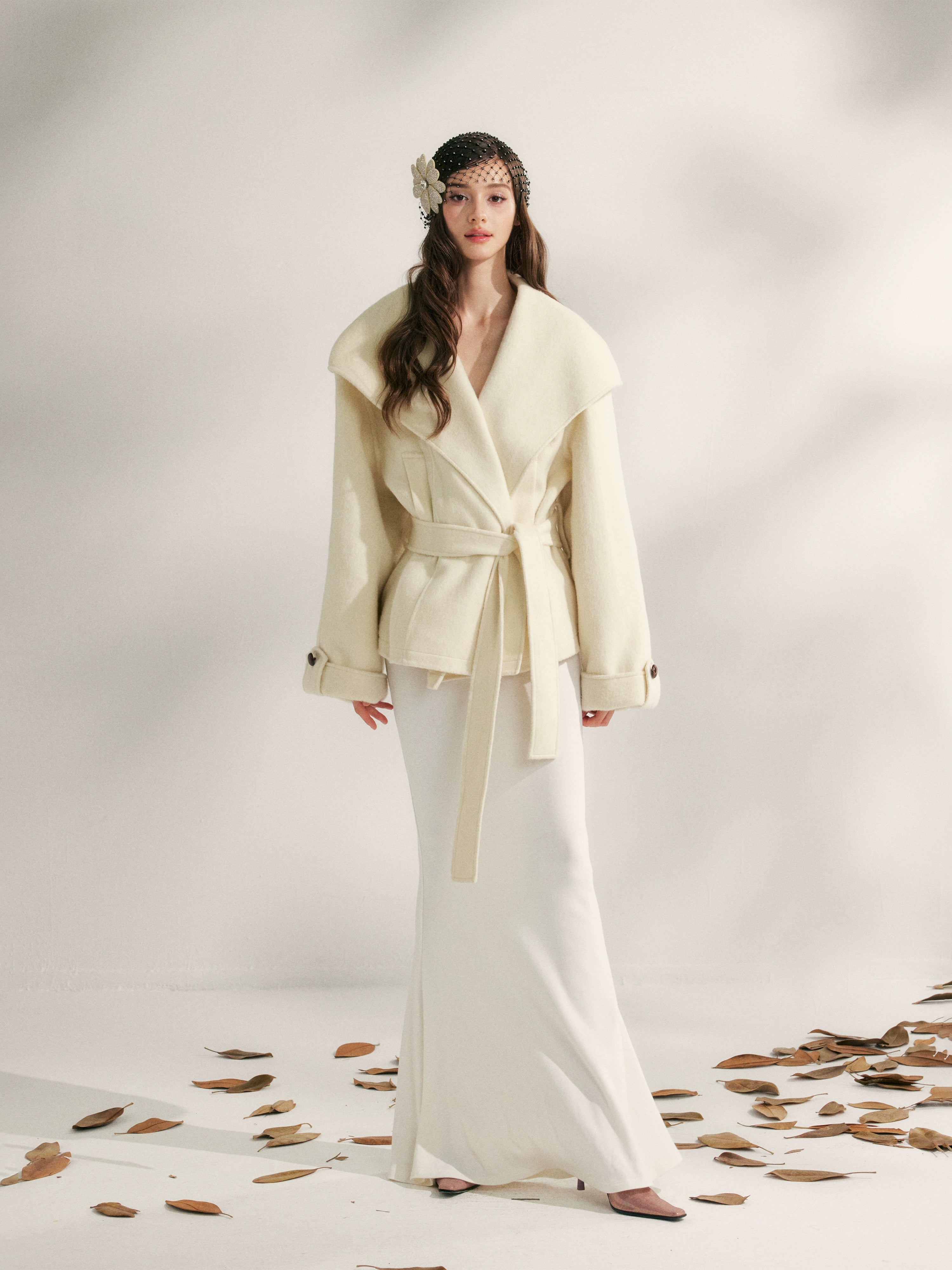 Wool Harmony Double-Faced Short Belted Jacket