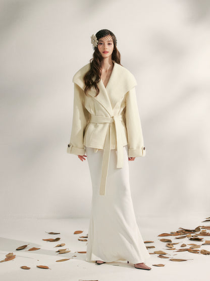 Wool Harmony Double-Faced Short Belted Jacket