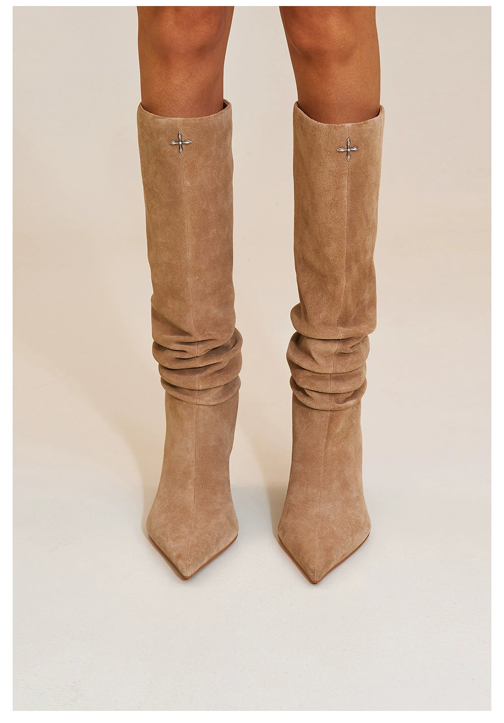 RAGE Wildstorm Suede Stacked Leather High-Heel Boots