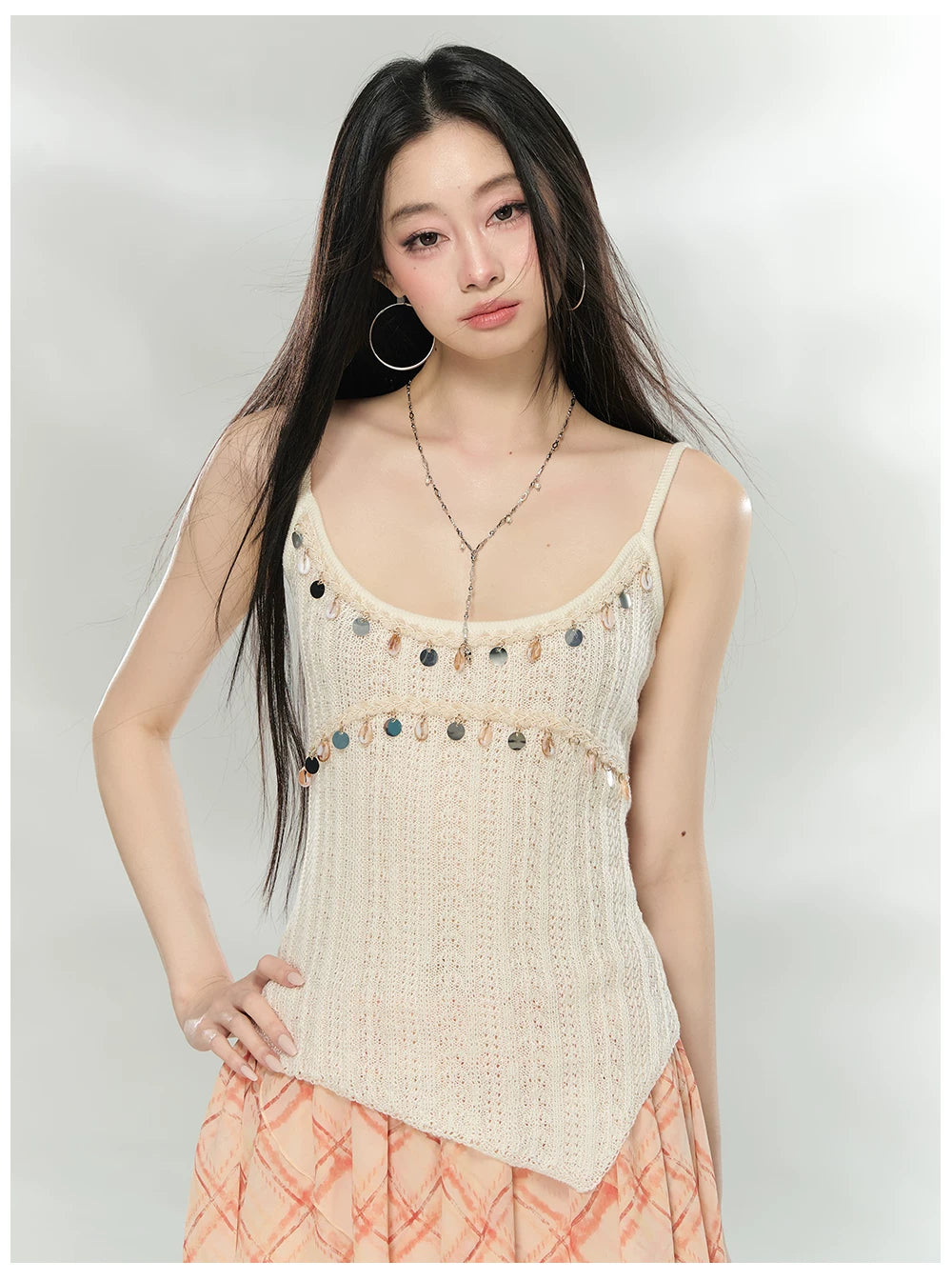 Embellished Knit Cardigan &amp; Camisole Set