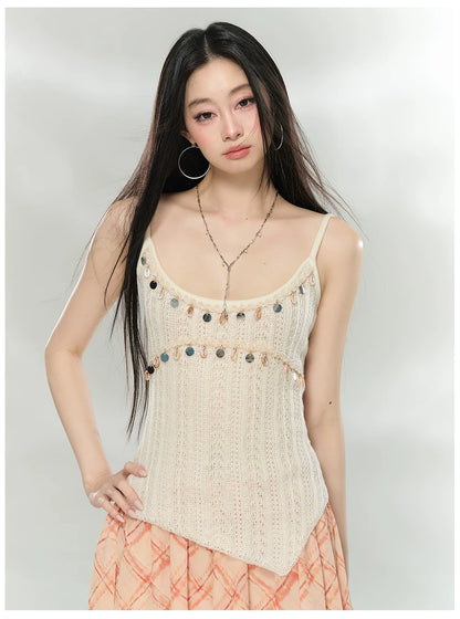 Embellished Knit Cardigan &amp; Camisole Set