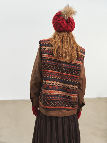 Fair Isle Fleece Knit Vest