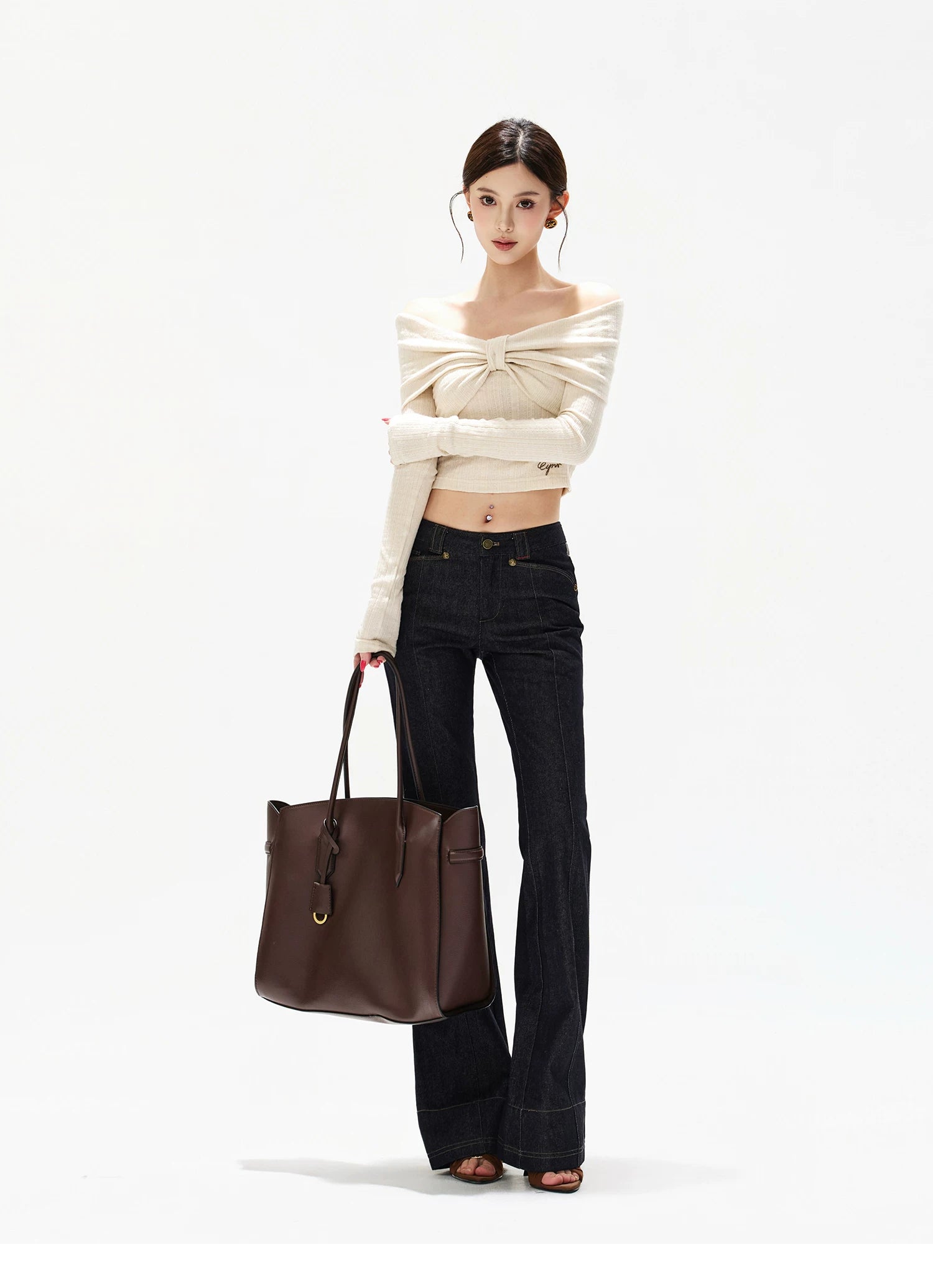 Twist Off-Shoulder Knit Mini Set