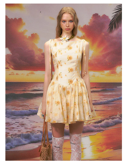 Floral One-Shoulder A-Line Mini Dress