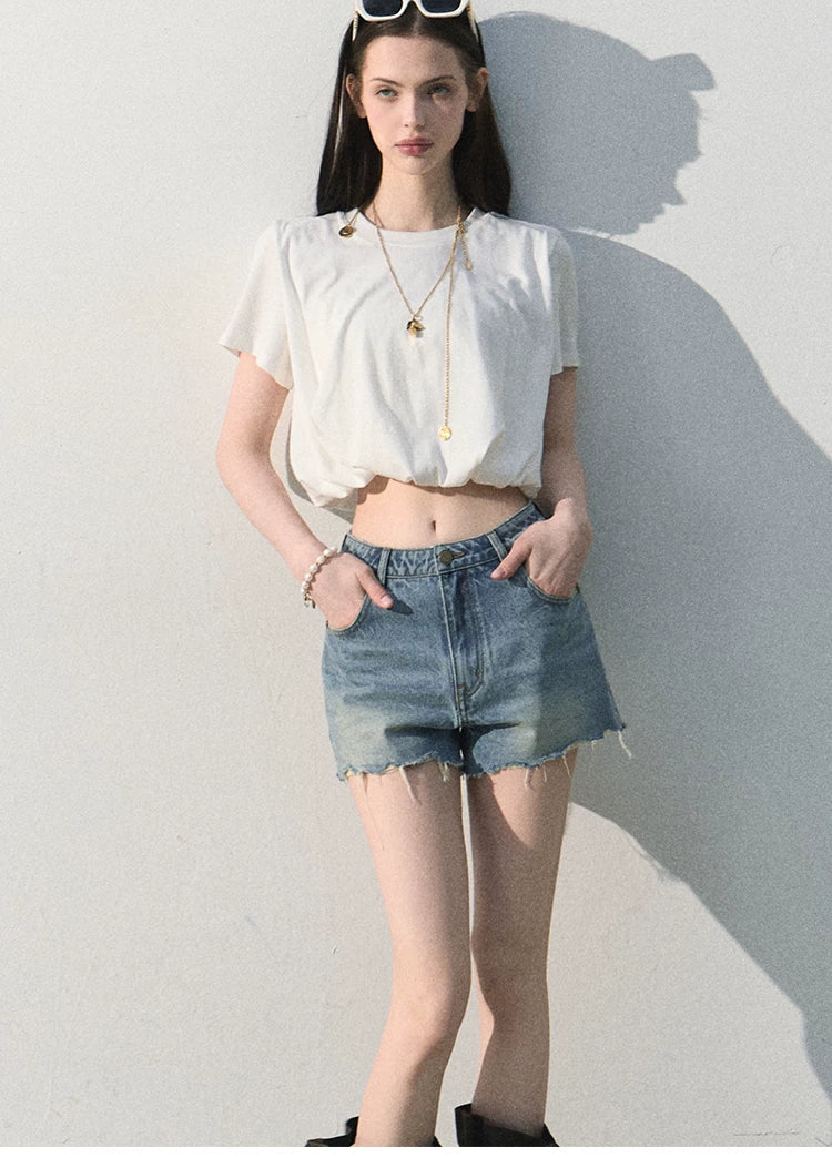 Faded Trace Vintage Distressed Denim Shorts