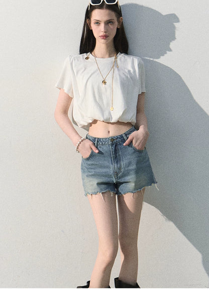 Faded Trace Vintage Distressed Denim Shorts