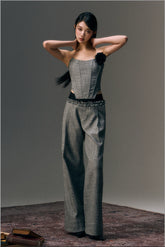 Gray Rose Decor Tube Top & Trousers Set - CHINASQUAD